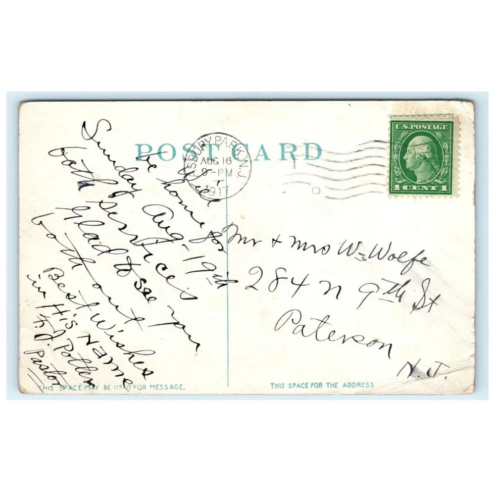 Vintage Postcard Asbury Park New Jersey NJ Scene Of Board Walk Shore 1917 Posted